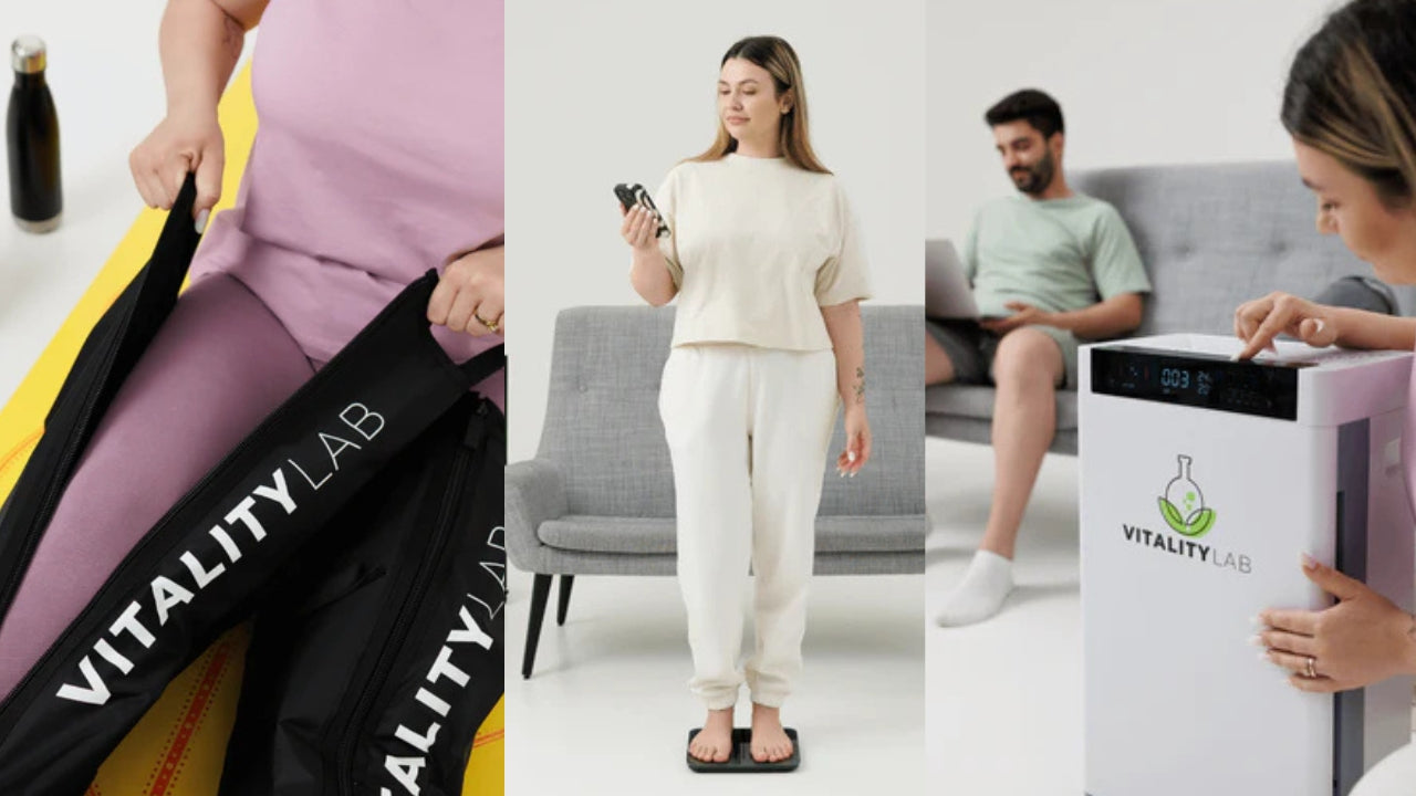 Utilizarea gamei de produse Vitality Lab: aparate de masaj, cantare inteligente, purificatoare de aer.