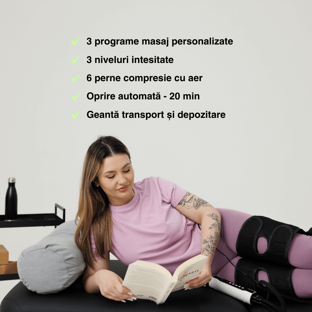 Aparat masaj picioare Pro Massager Vitality Lab, drenaj limfatic, 3 programe masaj picioare, 3 niveluri intensitate, 6 perne compresie aer pentru masaj picioare, gambe și coapse, masaj relaxare pentru circulație, dureri și inflamație picioare