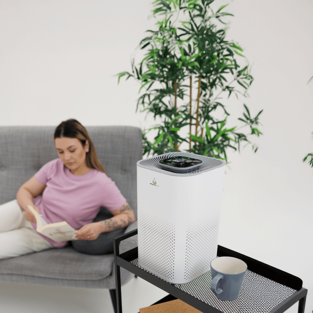 Purificator aer Vitality Lab Fresh Sense – 50 m², CADR 400, HEPA H13 + carbon, UV-C, senzori TVOC/miros, ionizare, WiFi iOS/Android