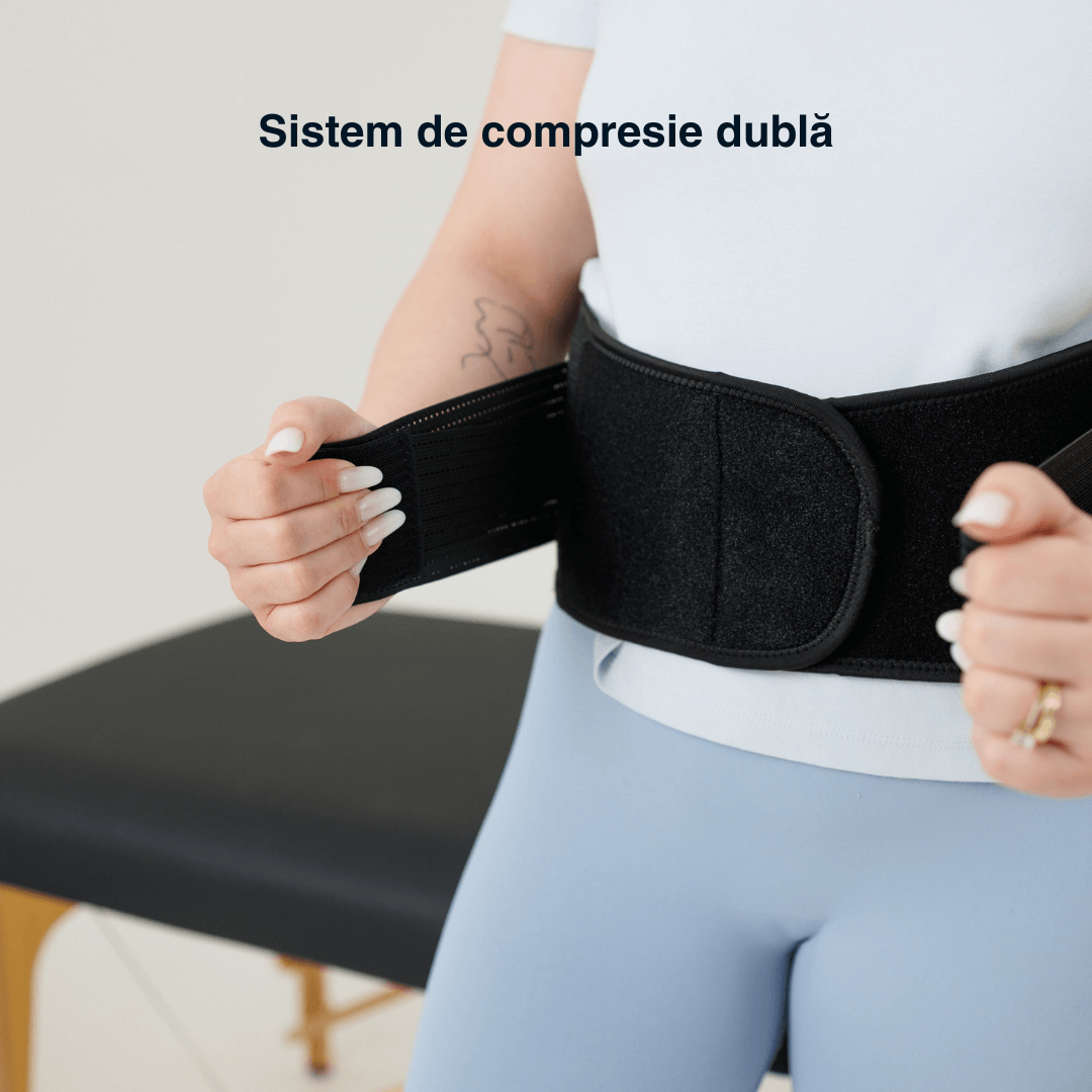 Centură lombară Vitality Lab, centură lombară cu 9 zone de suport pentru hernie de disc, spondiloză lombară, compresie dublă contra hernie inghinală, centură spate lombosacrală, corector postură