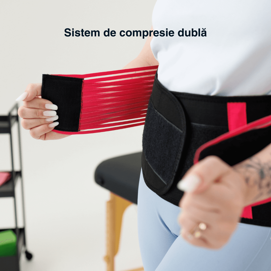 Centură de slăbit Vitality Lab, tip corset, refacere postnatală , suport lombar, compresie dublă , talie și abdomen, neopren, modelare, corector postură, roz