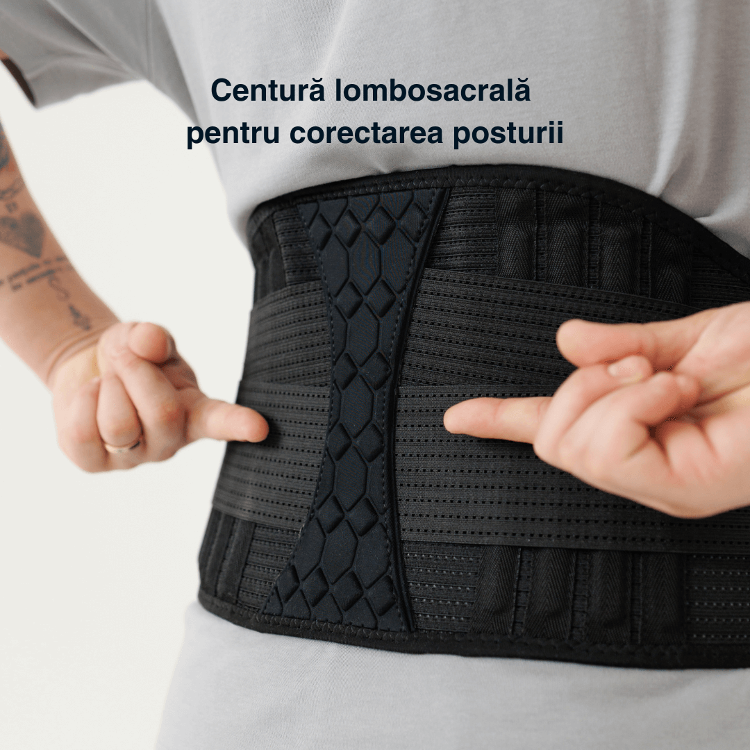 Centură lombară Vitality Lab, centură lombară cu 9 zone de suport pentru hernie de disc, spondiloză lombară, compresie dublă contra hernie inghinală, centură spate lombosacrală, corector postură