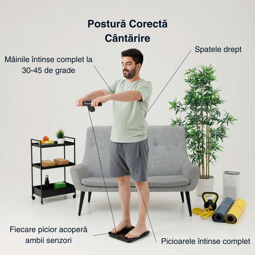 Cântar corporal inteligent Vitality Lab Pro Scan, 28 indicatori corporali, 8 senzori analiză impedanță bioelectrică, raport compoziție corporală, recunoaștere automată utilizator, display multifuncțional, integrare iOS/Android