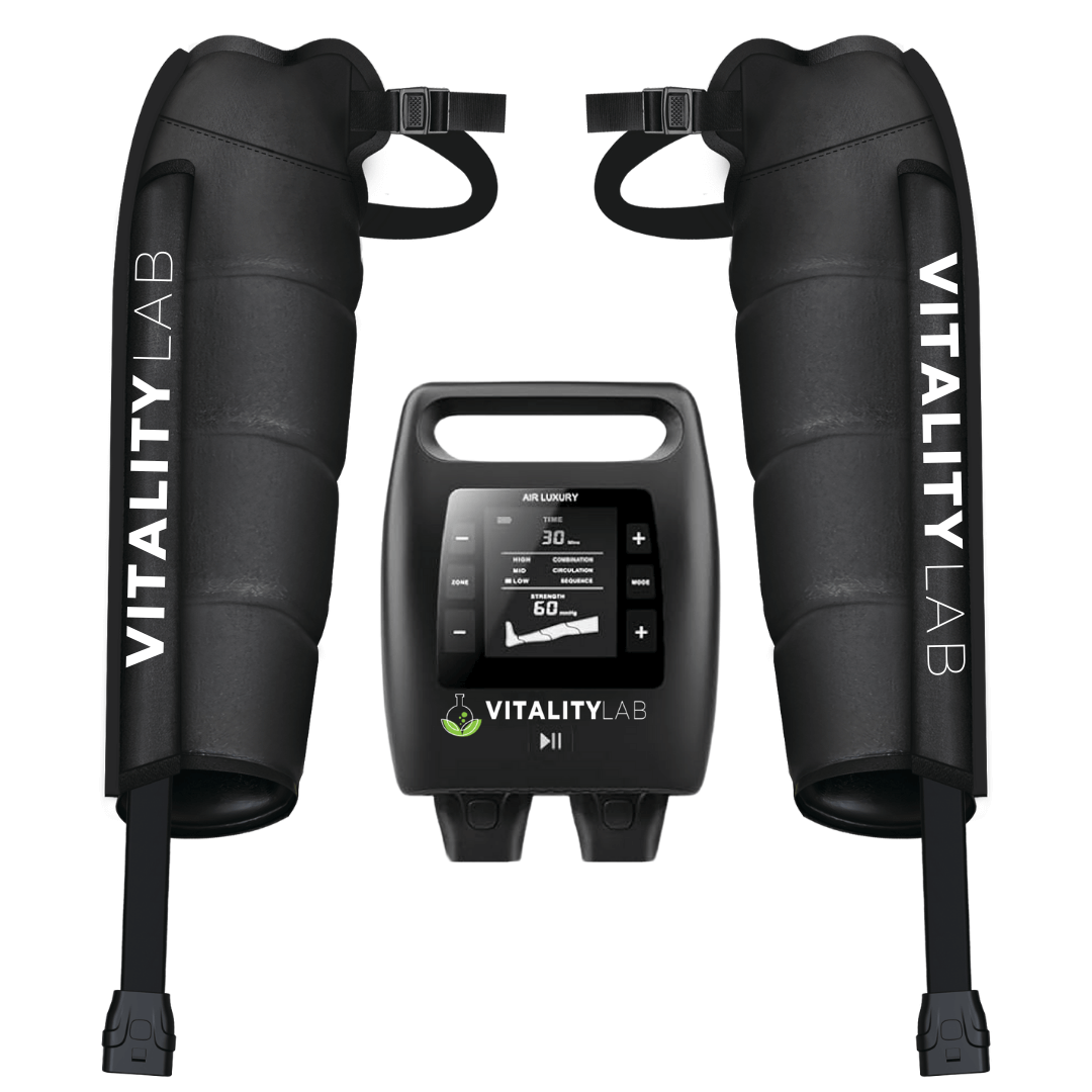 Aparat masaj brate wireless Arm Max Vitality Lab™, presiune mare, masaj terapeutic, drenaj limfatic, 2 mansoane cu 4 camere compresie aer fiecare, 12 niveluri intensitate masaj brate, masaj refacere musculara, masaj relaxare circulator brate