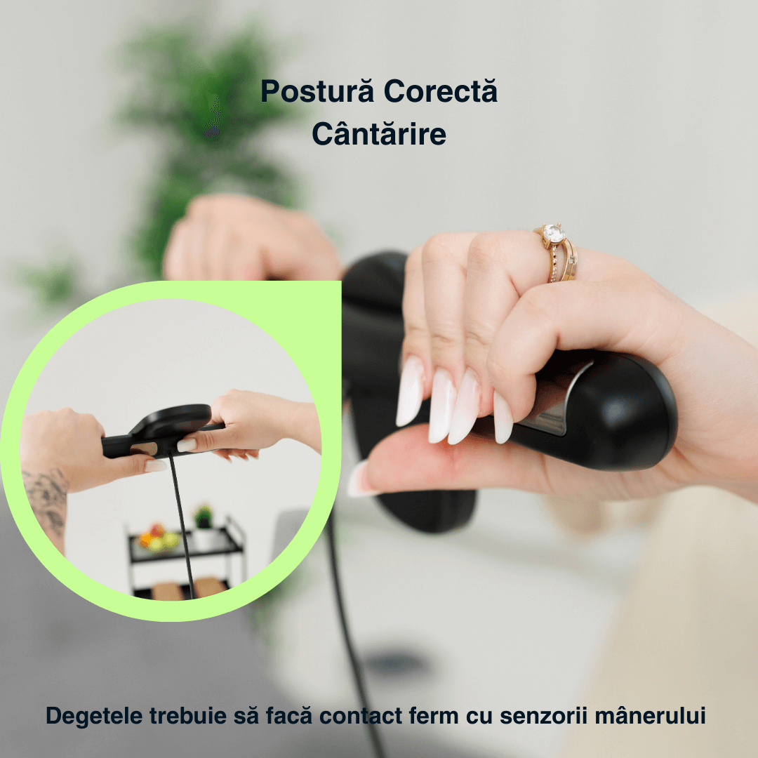 Cântar corporal inteligent Vitality Lab Pro Scan, 28 indicatori corporali, 8 senzori analiză impedanță bioelectrică, raport compoziție corporală, recunoaștere automată utilizator, display multifuncțional, integrare iOS/Android