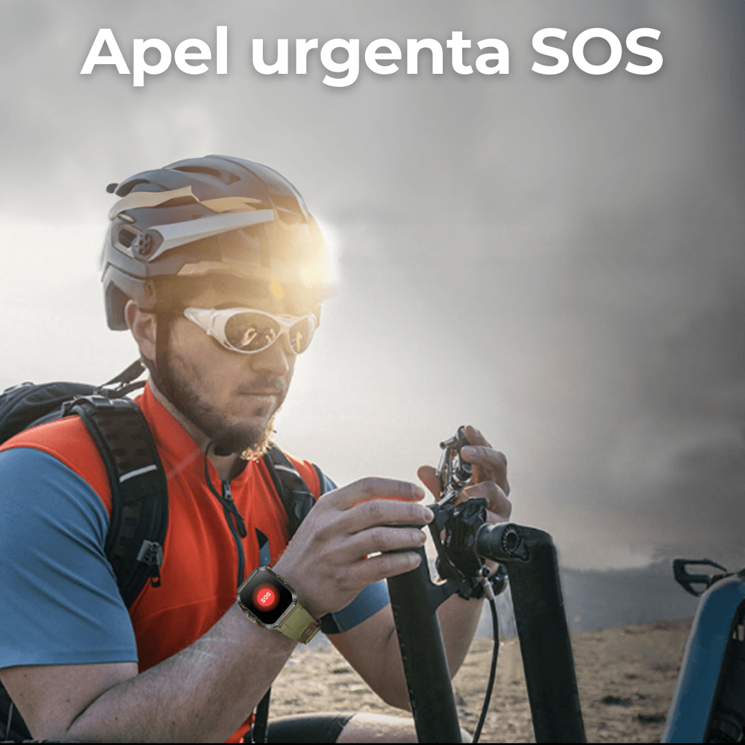 Ceas smartwatch TehnoLab™ Monolit – full touchscreen, 120+ sporturi, somn, stres, puls, tensiune, oxigen, apeluri Bluetooth, IP68, 20 zile