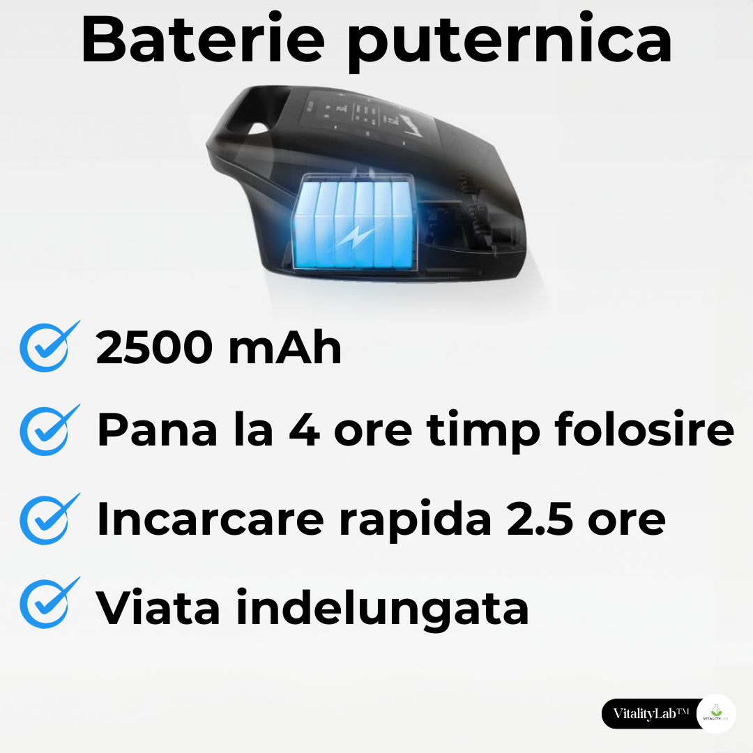 Aparat masaj solduri wireless Ultra Pulse Hip Max Vitality Lab™, presiune mare, masaj terapeutic, drenaj limfatic, 1 manson cu 4 camere compresie aer, 12 niveluri intensitate masaj coapse superioare, fesieri si solduri, masaj refacere musculara