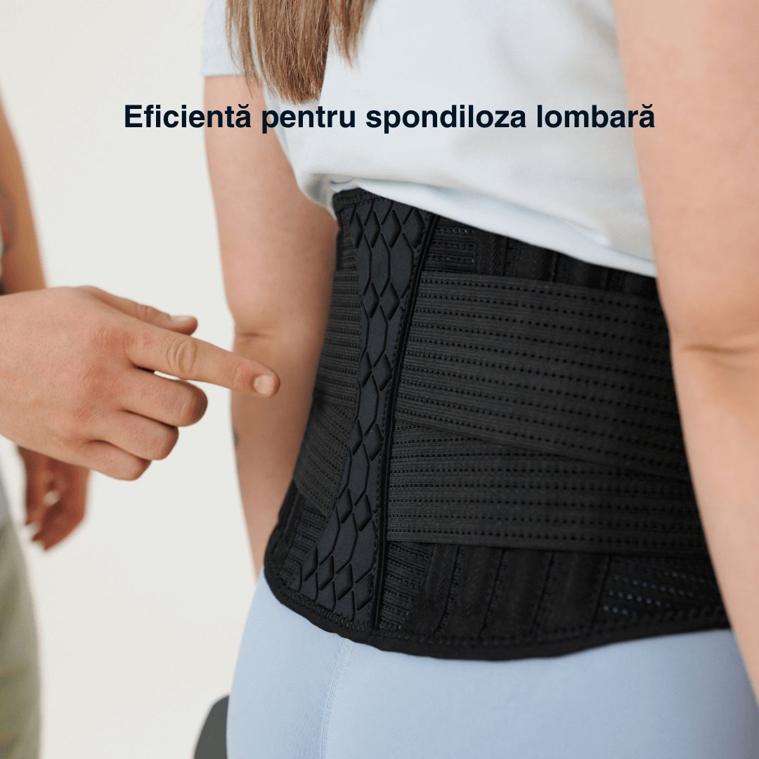 Centură lombară Vitality Lab, centură lombară cu 9 zone de suport pentru hernie de disc, spondiloză lombară, compresie dublă contra hernie inghinală, centură spate lombosacrală, corector postură