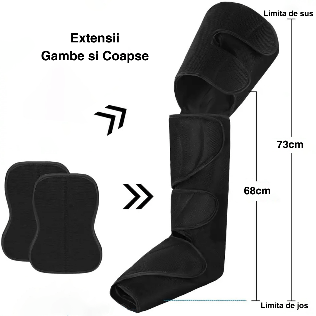 Aparat masaj picioare Pro Massager Vitality Lab, drenaj limfatic, 3 programe masaj picioare, 3 niveluri intensitate, 6 perne compresie aer pentru masaj picioare, gambe și coapse, masaj relaxare pentru circulație, dureri și inflamație picioare