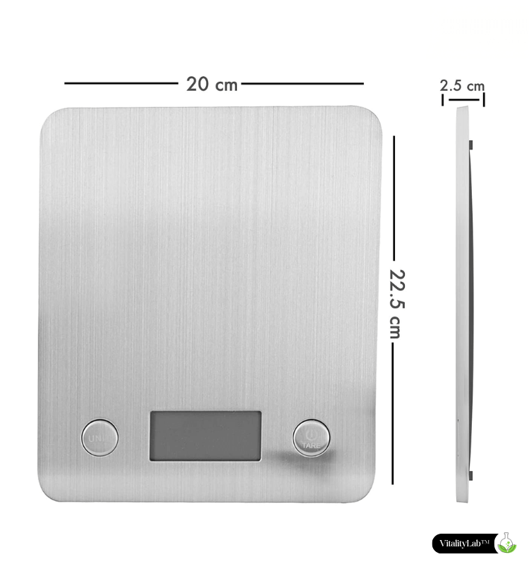 Cântar bucătărie inteligent Vitality Lab™ Nutri Steel – 24 indici nutriționali, calorii, aplicație iOS/Android, inox, Apple Health, Fitbit