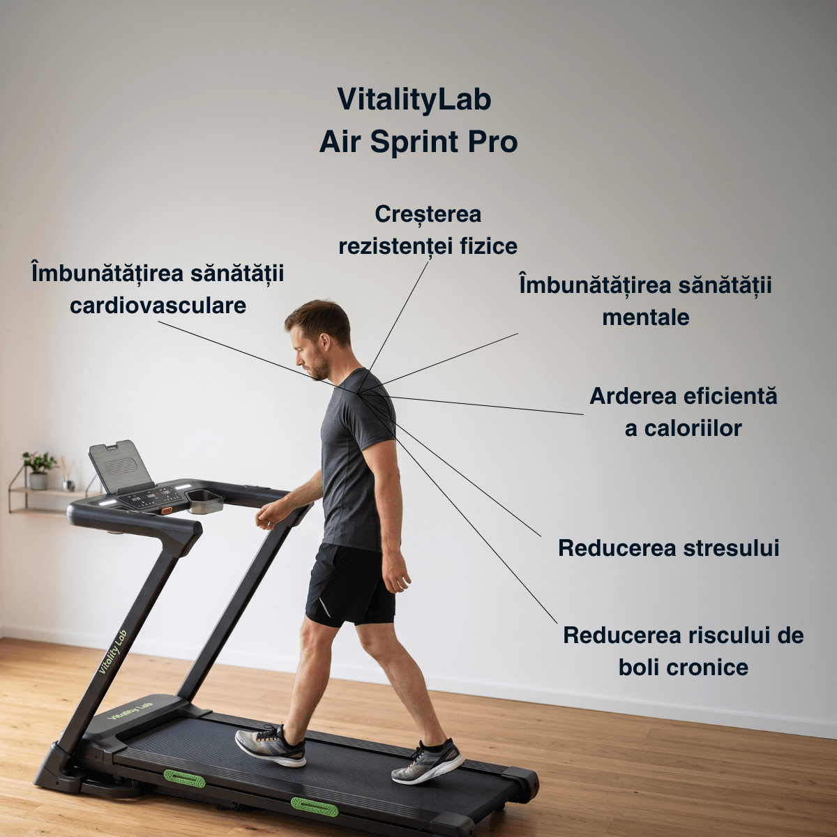 Rezistenta fizica ardere calorii sanatate risc boli banda alergare Air Sprint Pro Vitality Lab