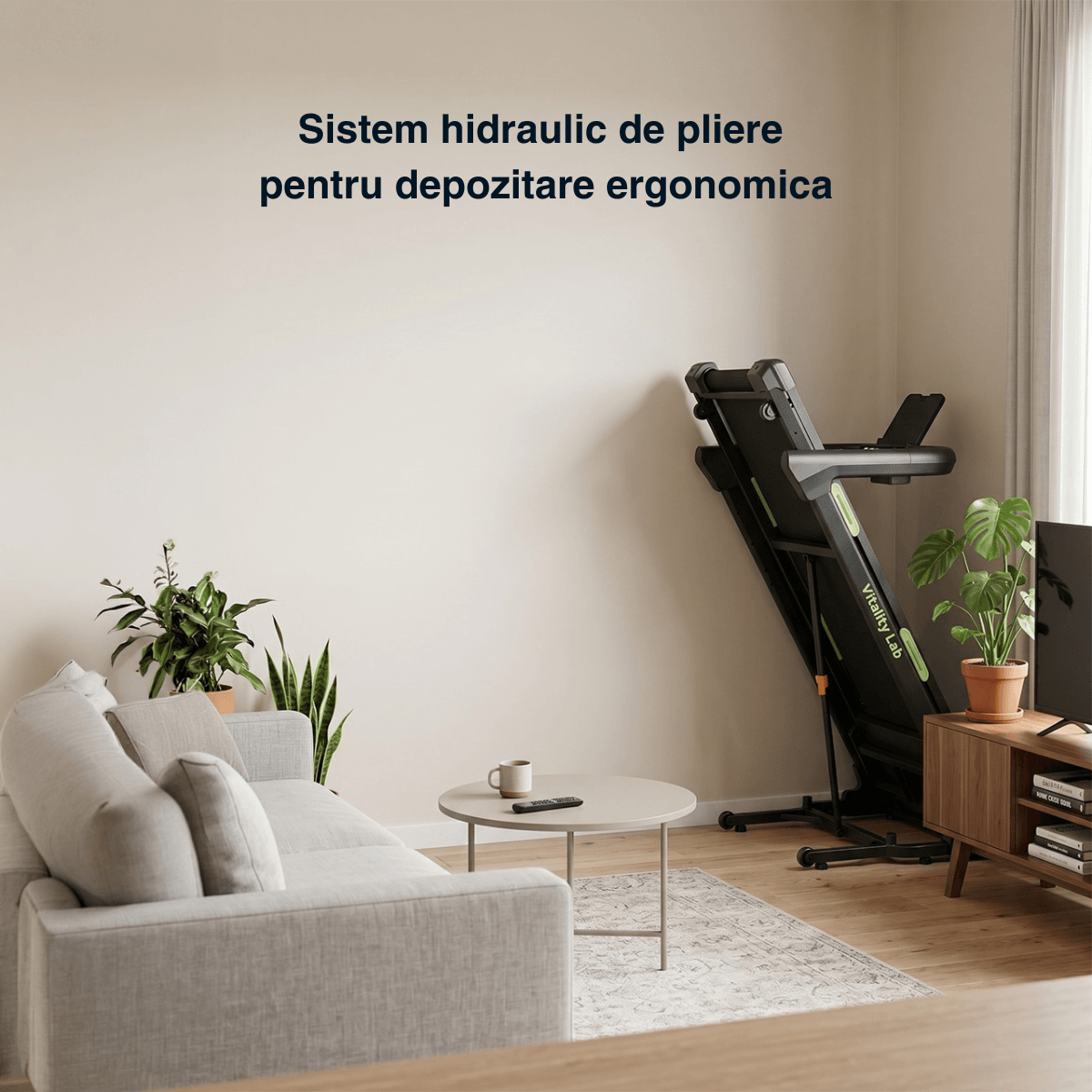 banda alergare sistem hidraulic automat de pliere pentru depozitare ergonomica