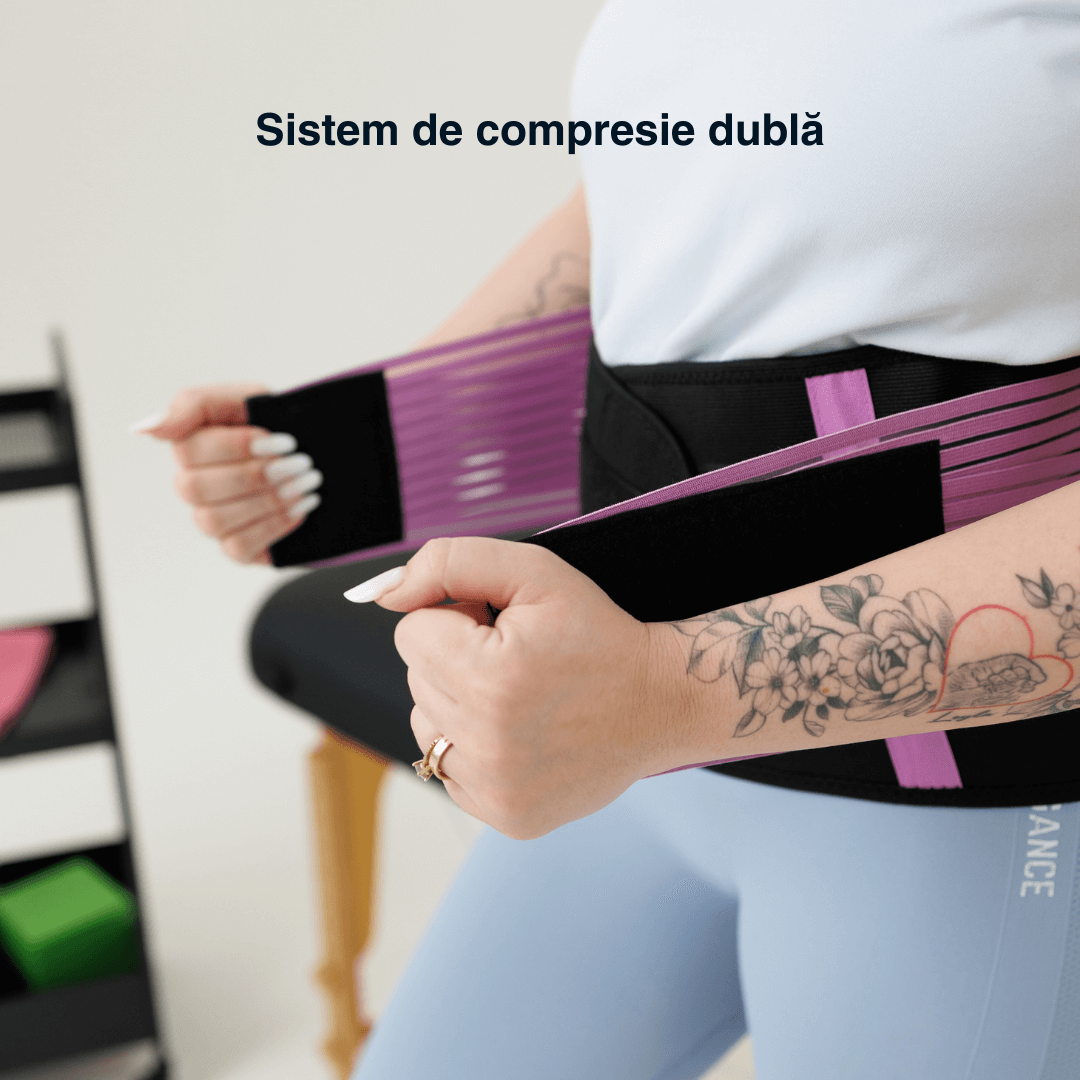 Centură de slăbit Vitality Lab, tip corset, refacere postnatală , suport lombar, compresie dublă , talie și abdomen, neopren, modelare, corector postură, mov