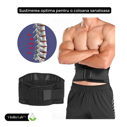 Centura lombara Vitality Lab™, centura lombara cu 9 zone de suport pentru hernie de disc, spondiloza lombara, compresie dubla contra hernie inghinala, centura spate lombosacrala, corector postura