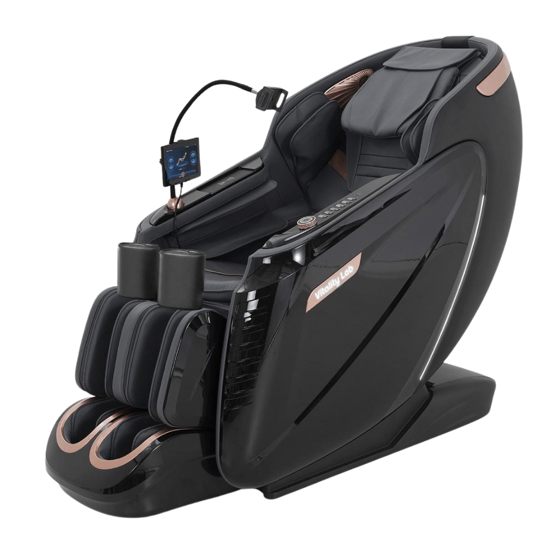 Fotoliu masaj Prestige Vitality Lab, scaun masaj 3D, robot inteligent dublu 4+6 role, sina SL 135 cm, 24 programe automate, 8 tehnici manuale, masaj terapeutic, reflexoterapie, incalzire, drenaj limfatic, Zero Gravity, Health Monitor, Bluetooth