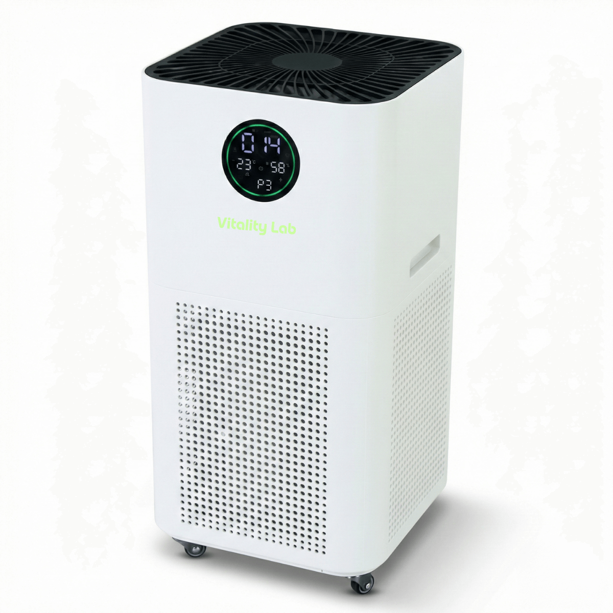Purificator aer Vitality Lab Vortex, 120 m², CADR 800 m³ h, senzor PM2.5, sterilizare duală UV-C + O3, filtrare HEPA și TVOC carbon activ, ionizare 100 milioane ioni/secundă, senzor umiditate și temperatură, control inteligent smart WiFi iOS/Android
