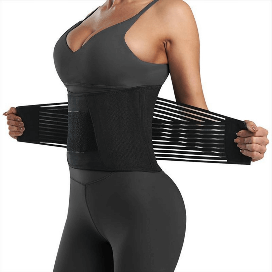 Centură de slăbit Vitality Lab, tip corset, refacere postnatală , suport lombar, compresie dublă , talie și abdomen, neopren, modelare, corector postură, negru