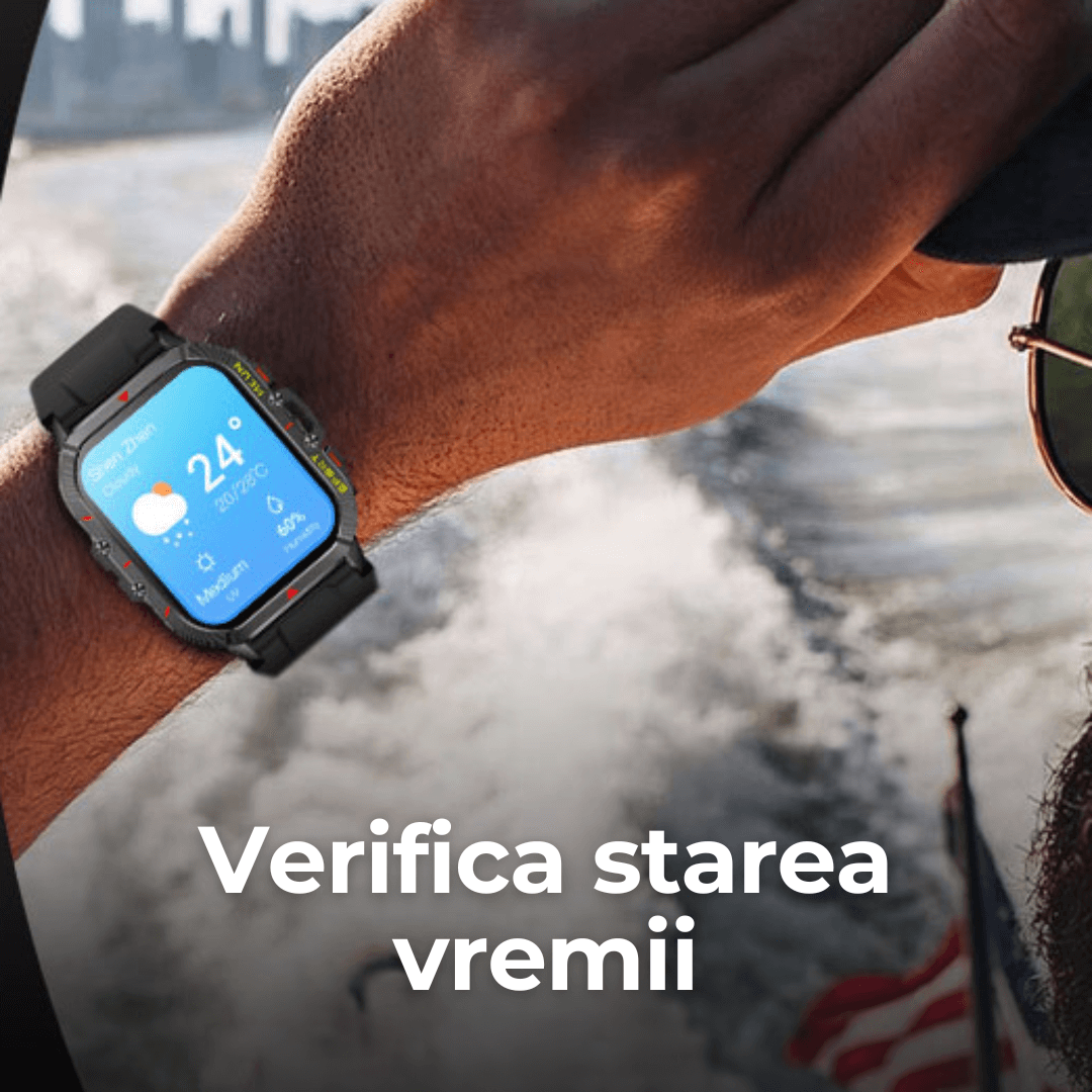 Ceas smartwatch TehnoLab™ Monolit, ceas inteligent fitness, monitorizare 120+ sporturi, monitorizare somn, nivel stres, termometru, pedometru, pulsometru, tensiometru, oximetru, apeluri Bluetooth, rezistent IP68, full touchscreen, autonomie 20 zile