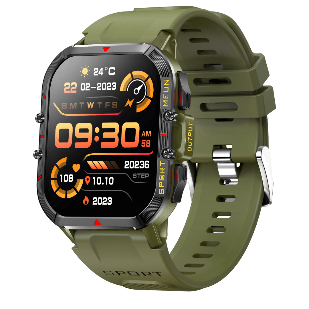 Ceas smartwatch TehnoLab™ Monolit – full touchscreen, 120+ sporturi, somn, stres, puls, tensiune, oxigen, apeluri Bluetooth, IP68, 20 zile