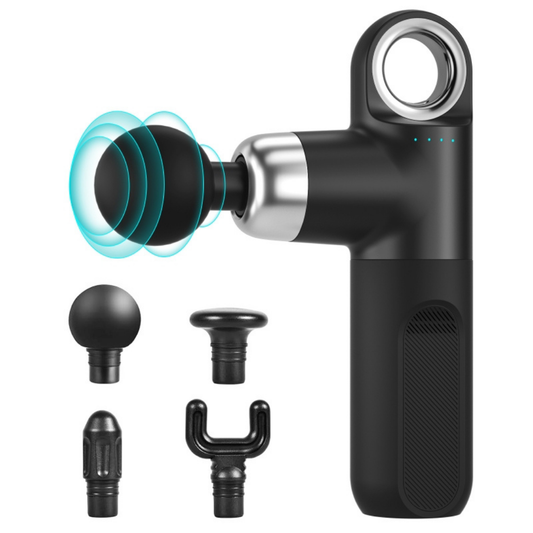 Aparat masaj Vitality Lab™ ImpactX tip pistol masaj, masaj terapeutic, 1600-3200 percutii/minut, 4000 mAh, 4 capete masaj recuperare, 4 trepte viteza, 4-6 ore de utilizare, motor silentios