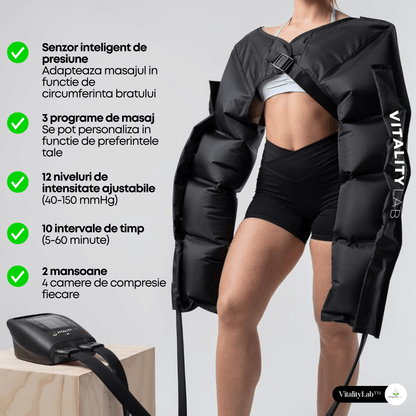 Mansoane Vitality Lab Ultra Pulse Arm Max, Set 2 mansoane cu 4 camere de compresie, multi-intensitate, wireless (fara controller)