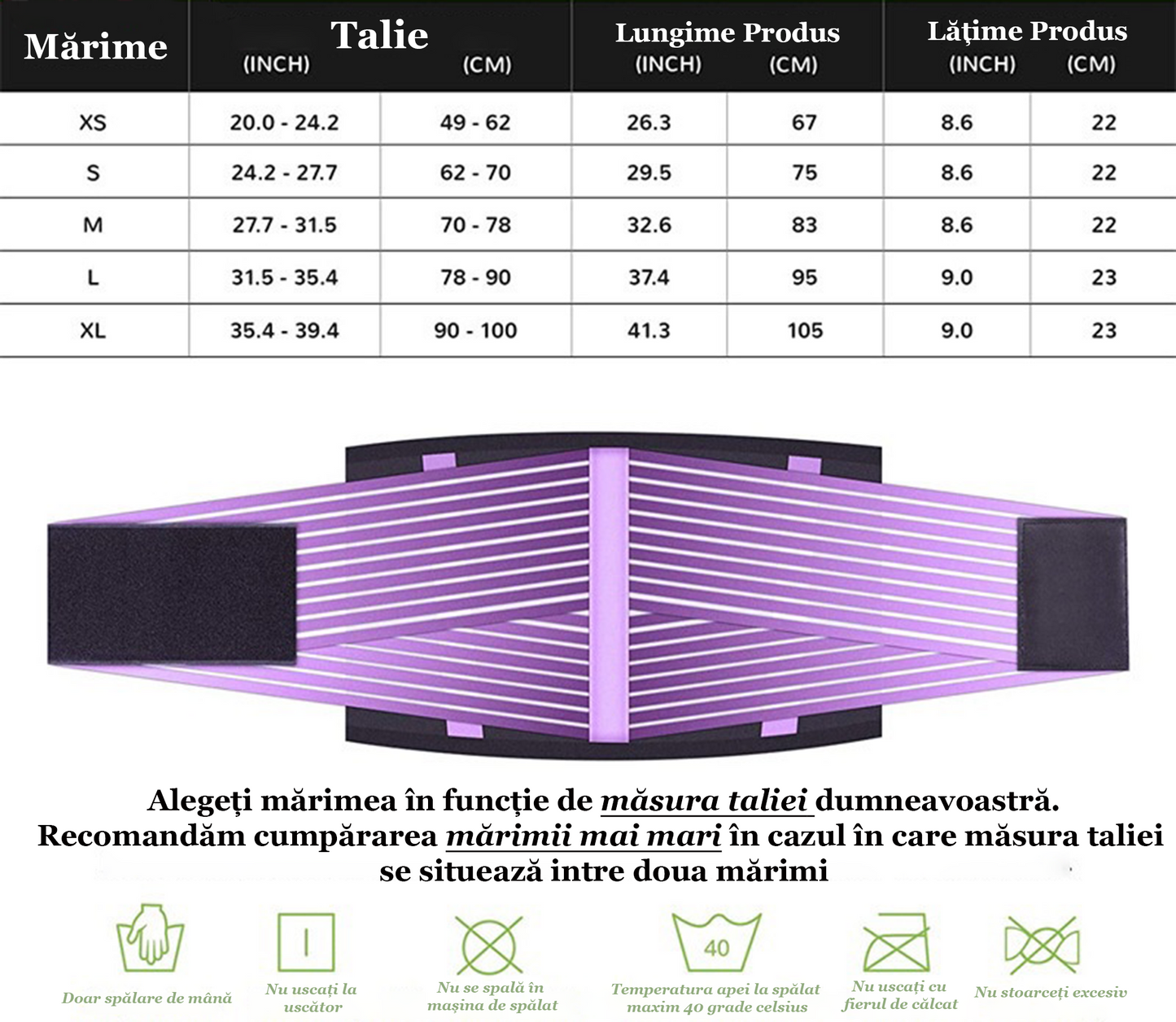 Centura de slabit Vitality Lab™, tip corset, refacere postnatala, suport lombar, compresie dubla, talie si abdomen, neopren, modelare, corector postura, mov