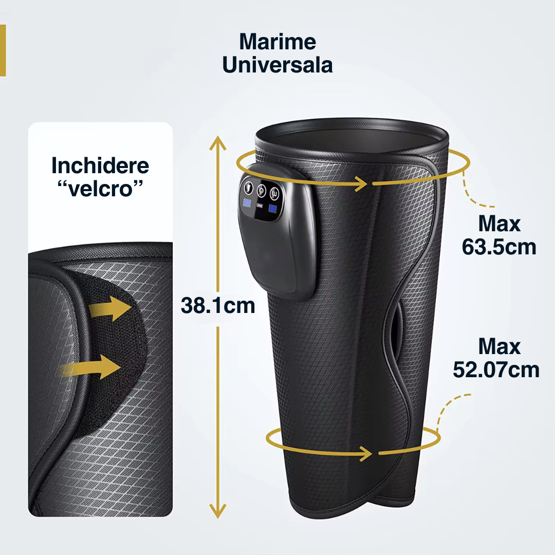 Aparat masaj picioare si maini wireless Easy Vitality Lab™, masaj terapeutic, drenaj limfatic, 3 programe masaj, 3 niveluri intensitate, masaj refacere musculara, relaxare, masaj circulator, dureri si inflamatie