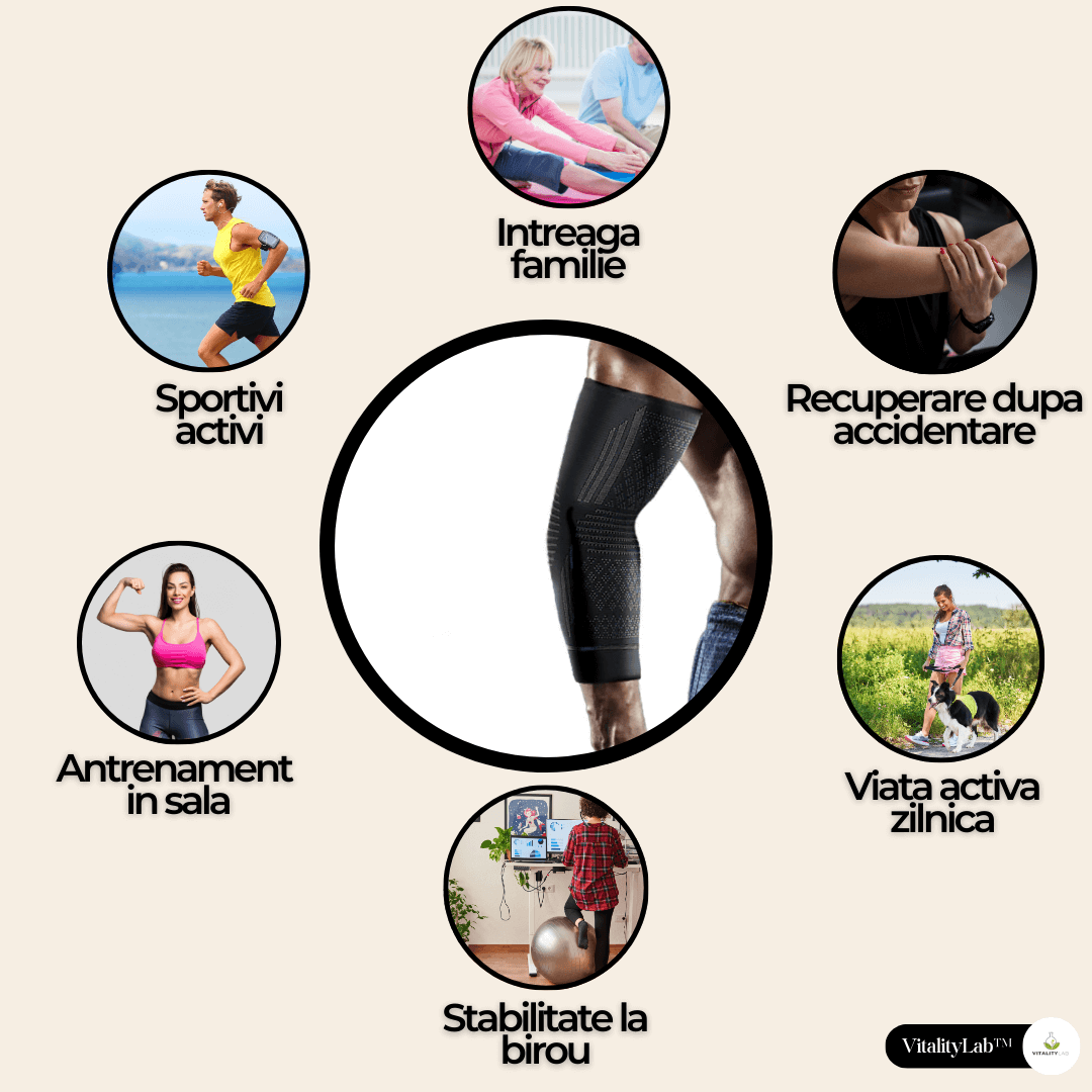 Cotiera Vitality Lab™, orteza cot preventie si tratament cotul tenismenului, ameliorare simptome artita, bursita, tratament luxatie