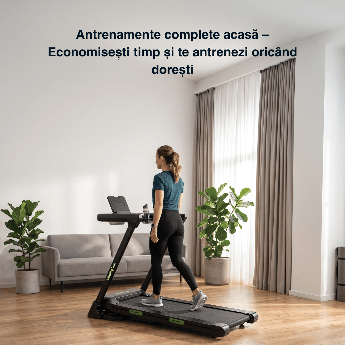Banda alergare Air Sprint Pro Vitality Lab, putere 3.5 CP, viteza 1-16 km/h, 20 nivele inclinare, tehnologie absorbtie socuri, suprafata 7 straturi, pliere hidraulica, integrare aplicatie Fitshow
