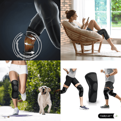 Genunchiera Vitality Lab™, orteza genunchi elastica, preventie tendinita, tratament luxatie, ameliorare gonartroza, artroza, compresie genunchi, protectie menisc