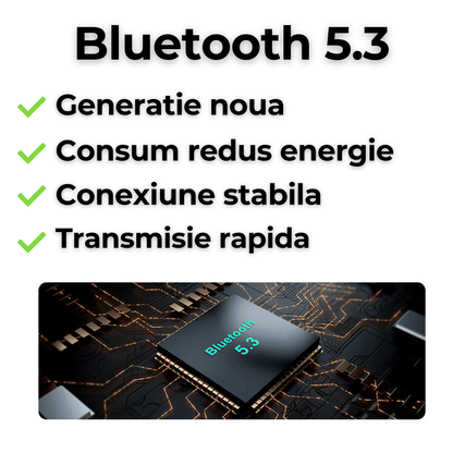 Casti wireless TehnoLab™ Pro, izolare fonica activa ANC, anularea zgomotului ENC dublu, calitate sunet HiFi lossless, heavy bass, rezistente la apa IPX7, fara fir, microfon incorporat, sport, gaming, Bluetooth 5.3, 25 ore autonomie