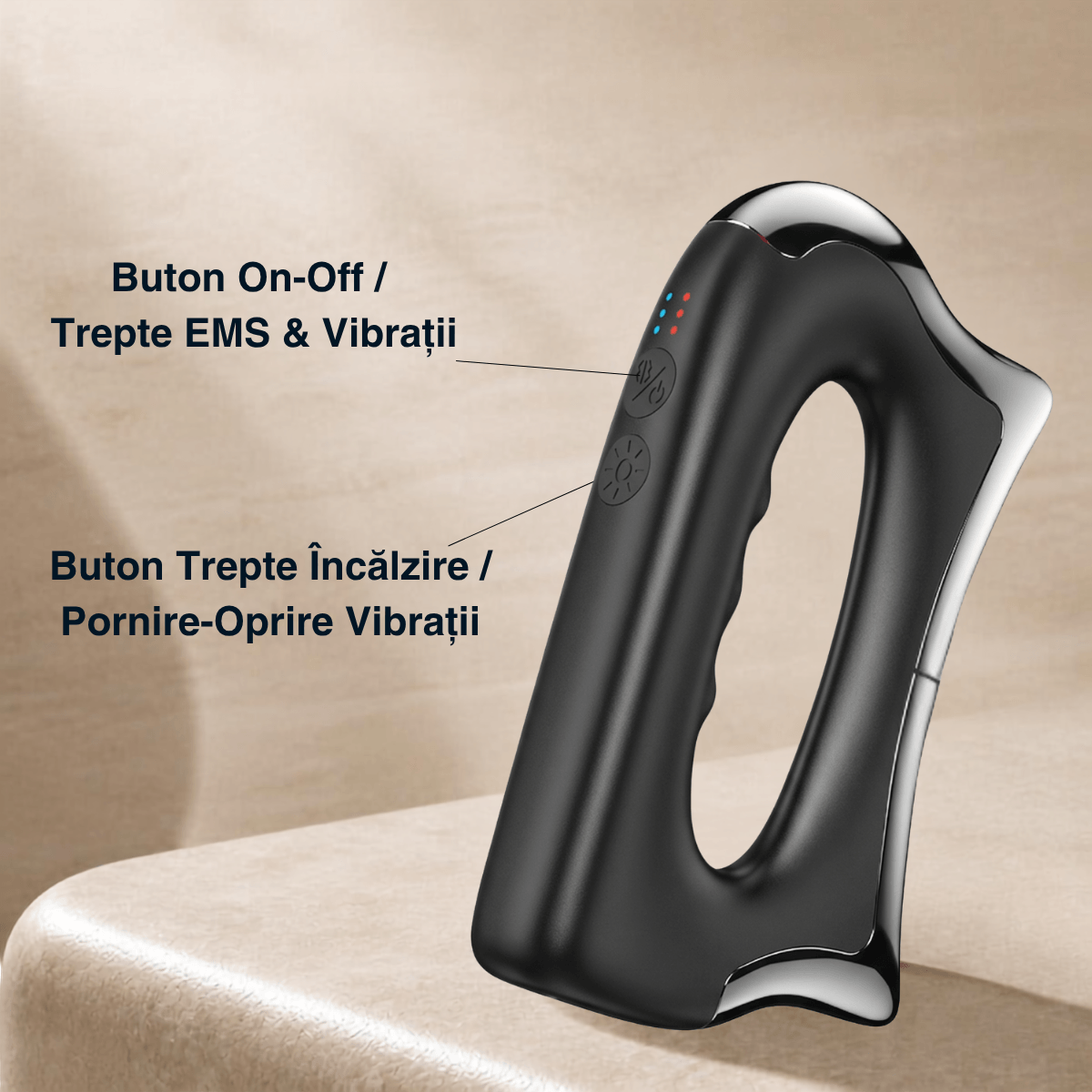 Aparat de masaj Gua Sha Sculpt Blade Vitality Lab, masaj gua sha electric, microcurenti EMS, incalzire 40/45/50°C, vibratii frecventa inalta, 3 niveluri intensitate, RF mode, EMS shaping, lifting facial, pentru corp, gat, umeri, spate, brate si picioare