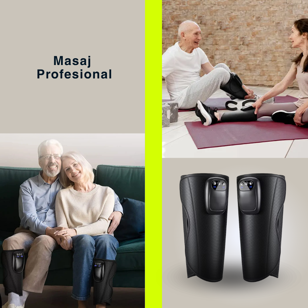 Aparat masaj picioare si maini wireless Easy Vitality Lab™, masaj terapeutic, drenaj limfatic, 3 programe masaj, 3 niveluri intensitate, masaj refacere musculara, relaxare, masaj circulator, dureri si inflamatie