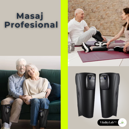 Aparat masaj picioare si maini wireless Easy Vitality Lab™, masaj terapeutic, drenaj limfatic, 3 programe masaj, 3 niveluri intensitate, masaj refacere musculara, relaxare, masaj circulator, dureri si inflamatie