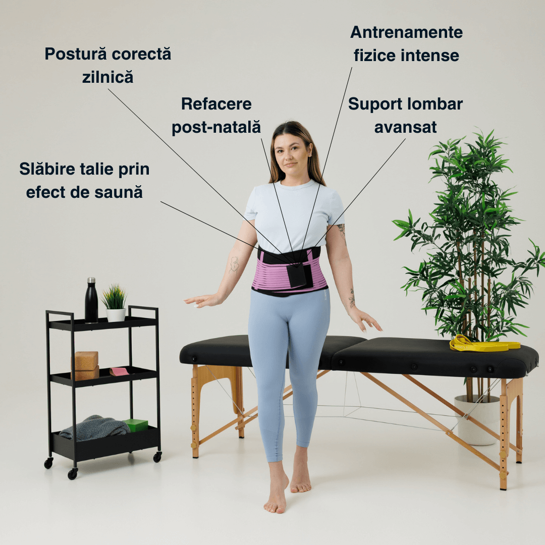 Centură de slăbit Vitality Lab, tip corset, refacere postnatală , suport lombar, compresie dublă , talie și abdomen, neopren, modelare, corector postură, mov