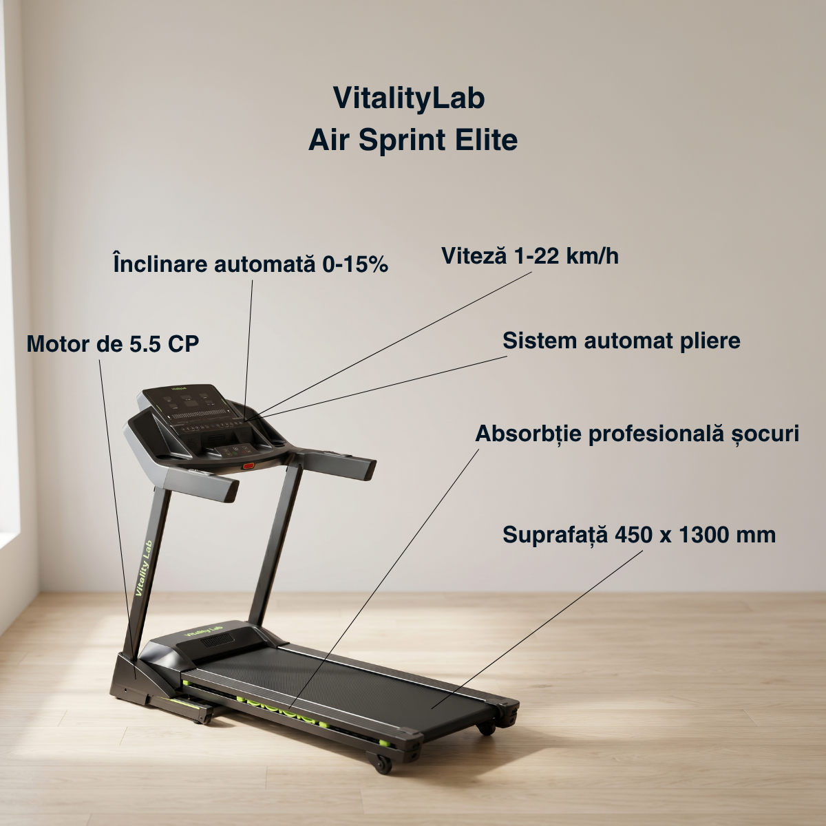 Banda alergare caracteristici motor puternic suprafata mare Air Sprint Elite