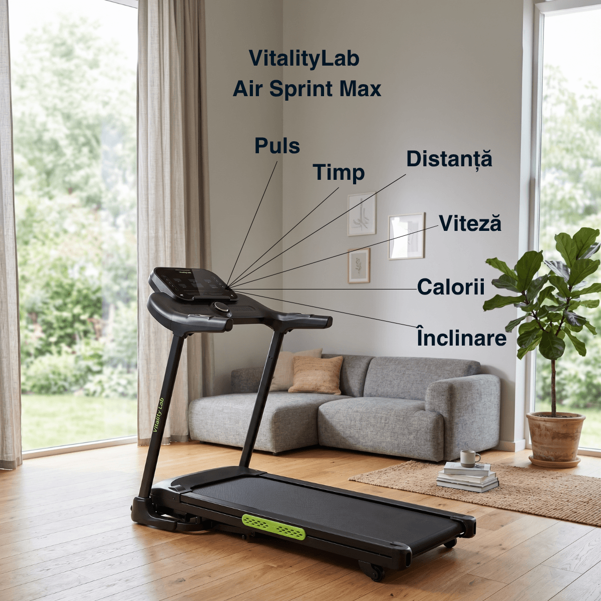 Caracteristici puls timp distanta viteza calorii Air Sprint Max Vitality Lab