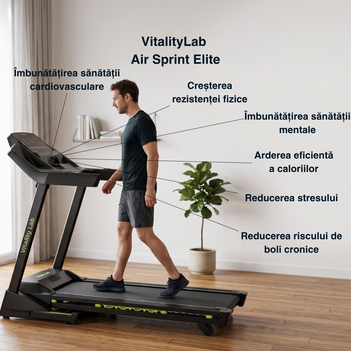 Banda alergare beneficii sanatate Air Sprint Elite Vitality Lab