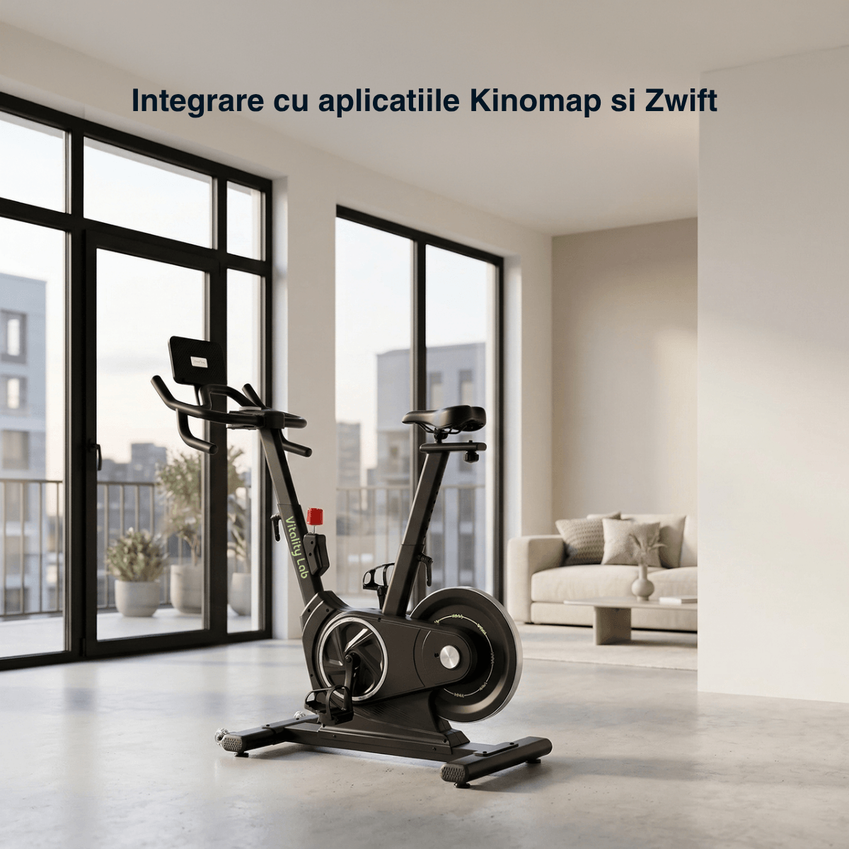 Bicicleta fitness spinning caracteristici aplicatii mobile integrare Flow Cycle Max Vitality Lab