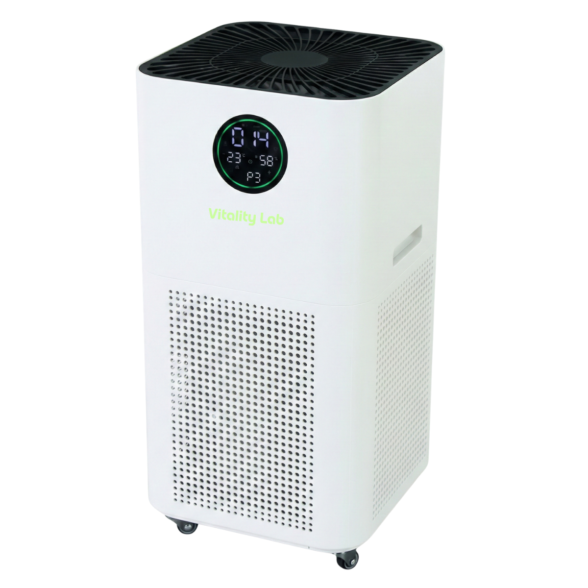 Purificator aer Vitality Lab Vortex, 120 m², CADR 800 m³ h, senzor PM2.5, sterilizare duală UV-C + O3, filtrare HEPA și TVOC carbon activ, ionizare 100 milioane ioni/secundă, senzor umiditate și temperatură, control inteligent smart WiFi iOS/Android