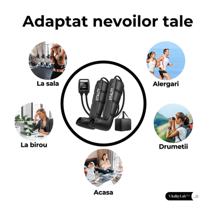 Aparatul de masaj picioare Vitality Lab Ultra Pulse este adaptat nevoilor tale, il poti folosi oriunde, la sala, dupa alergari, la birou, dupa drumetii sau zi de zi acasa