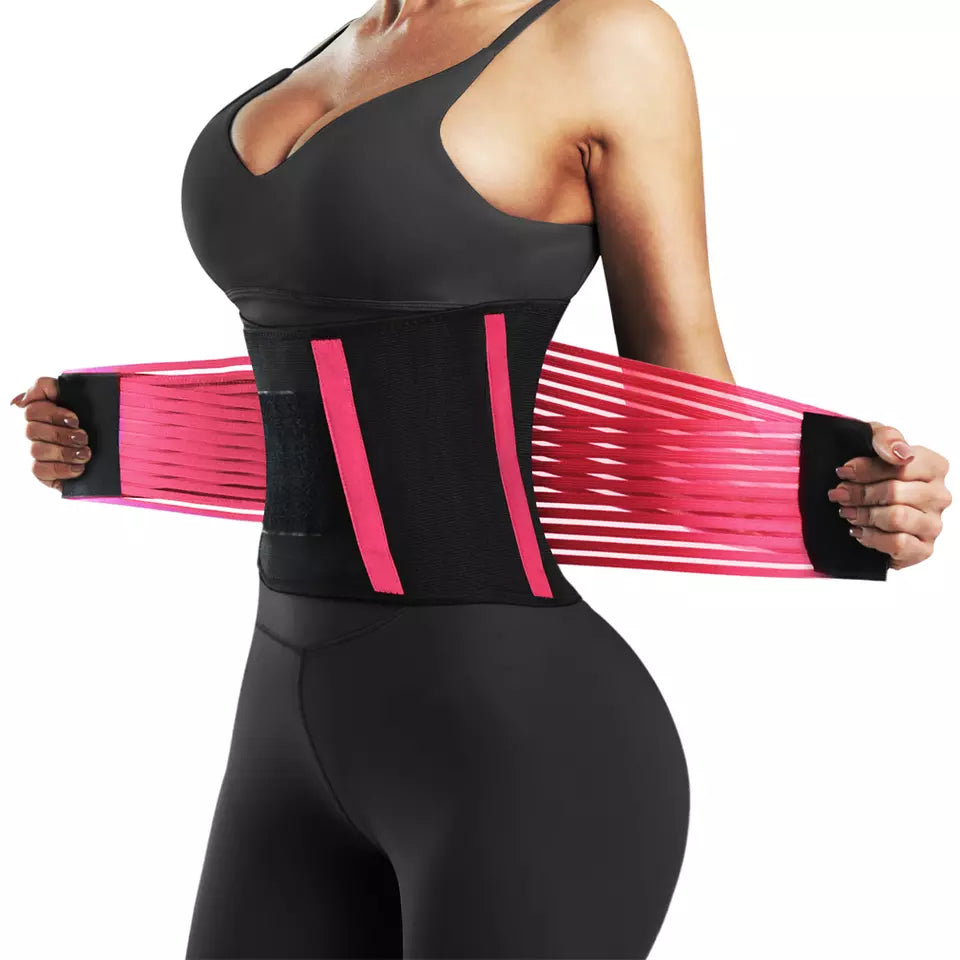 Centură de slăbit Vitality Lab, tip corset, refacere postnatală , suport lombar, compresie dublă , talie și abdomen, neopren, modelare, corector postură, roz